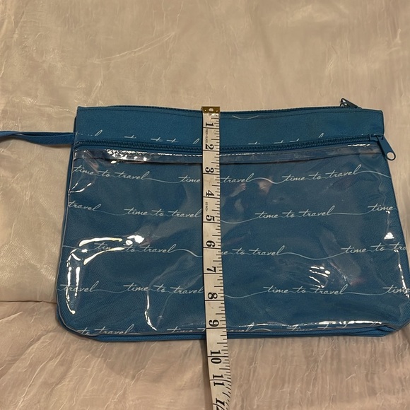 Morgan Home- Travel/makeup bag, blue colored w/white lettering & strap - Picture 12 of 13